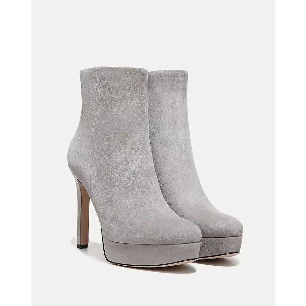 Veronica Beard Dali Women Platform Bootie Gray Suede Stiletto Heel Boots SZ 11